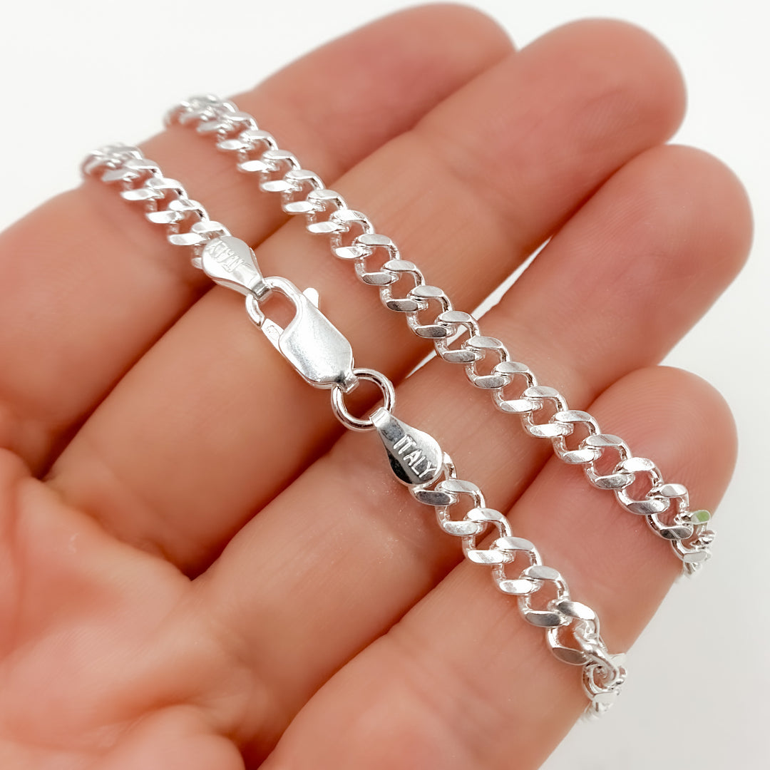 Sterling Silver Curb Monaco Necklace