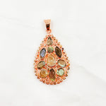 Load image into Gallery viewer, DSP043. Diamond Sterling Silver Drop Pendant with Gemstones