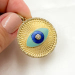 Load image into Gallery viewer, Diamond Silver Round Eye Enamel Pendant with Gemstones
