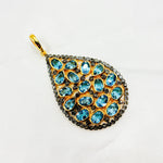 Load image into Gallery viewer, DSP022. Diamond Sterling Silver Drop Pendant With Gemstone