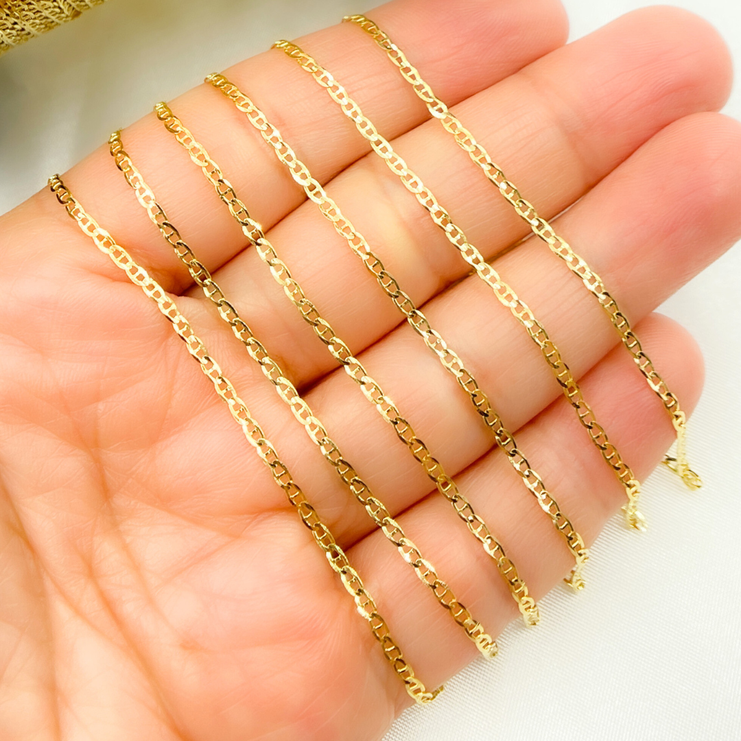 14k Solid Gold Flat Marina Link Chain
