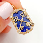 Load image into Gallery viewer, 14K Gold Keys Rectangle Pendant