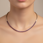 Load image into Gallery viewer, CN97277PS5X3. 14K Solid Gold Pink Sapphire Gemstone Necklace
