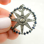 Load image into Gallery viewer, DSP065. Diamond Sterling Silver Round Star Pendant with Polki Diamond and Gemstone