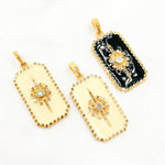 Load image into Gallery viewer, Diamond Sterling Silver Rectangle Enamel Pendant with Gemstone
