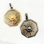 Load image into Gallery viewer, Diamond Sterling Silver Octagon Sun Pendant