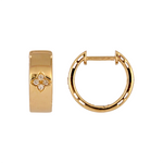 Load image into Gallery viewer, EHC57589. 14K Solid Yellow Gold Diamond Hoop Earrings