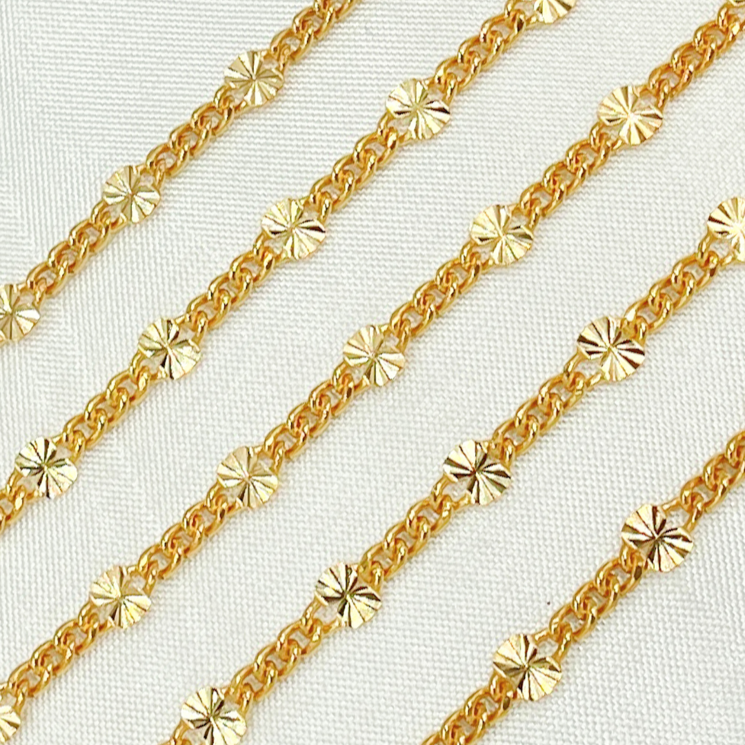 V162GF. 14k Yellow Gold Filled Curb and Diamond Cut Marina Link Chain