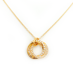 Load image into Gallery viewer, 14K Solid Yellow Gold Diamond Fancy Circle Necklace