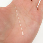 Load image into Gallery viewer, Gauge White Sterling Silver Eye Pin 1.5 Inch Headpin