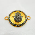 Load image into Gallery viewer, DC550. Diamond Sterling Silver Round Hamsa Connector