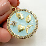 Load image into Gallery viewer, Shop NOw Diamond Sterling Silver Round Symbols Enamel Pendant