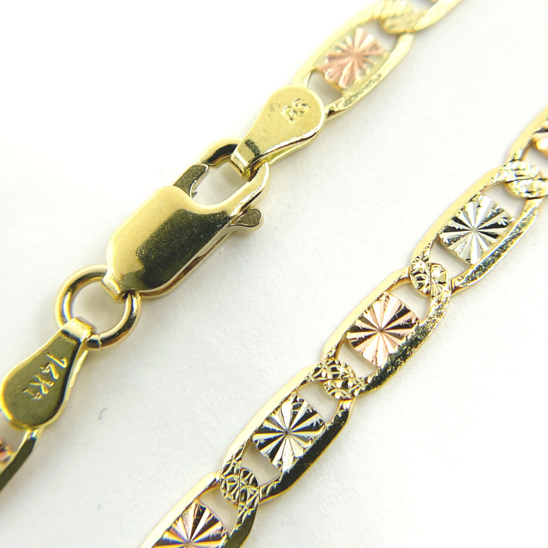 14K Solid Gold Tri-Color Marina Bracelet