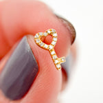 Load image into Gallery viewer, Shop 14K Solid Gold Diamond Key Heart Studs Earring