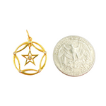 Load image into Gallery viewer, 14K Solid Gold Diamonds Circle Charm with Pending Star in the Center. GDP217