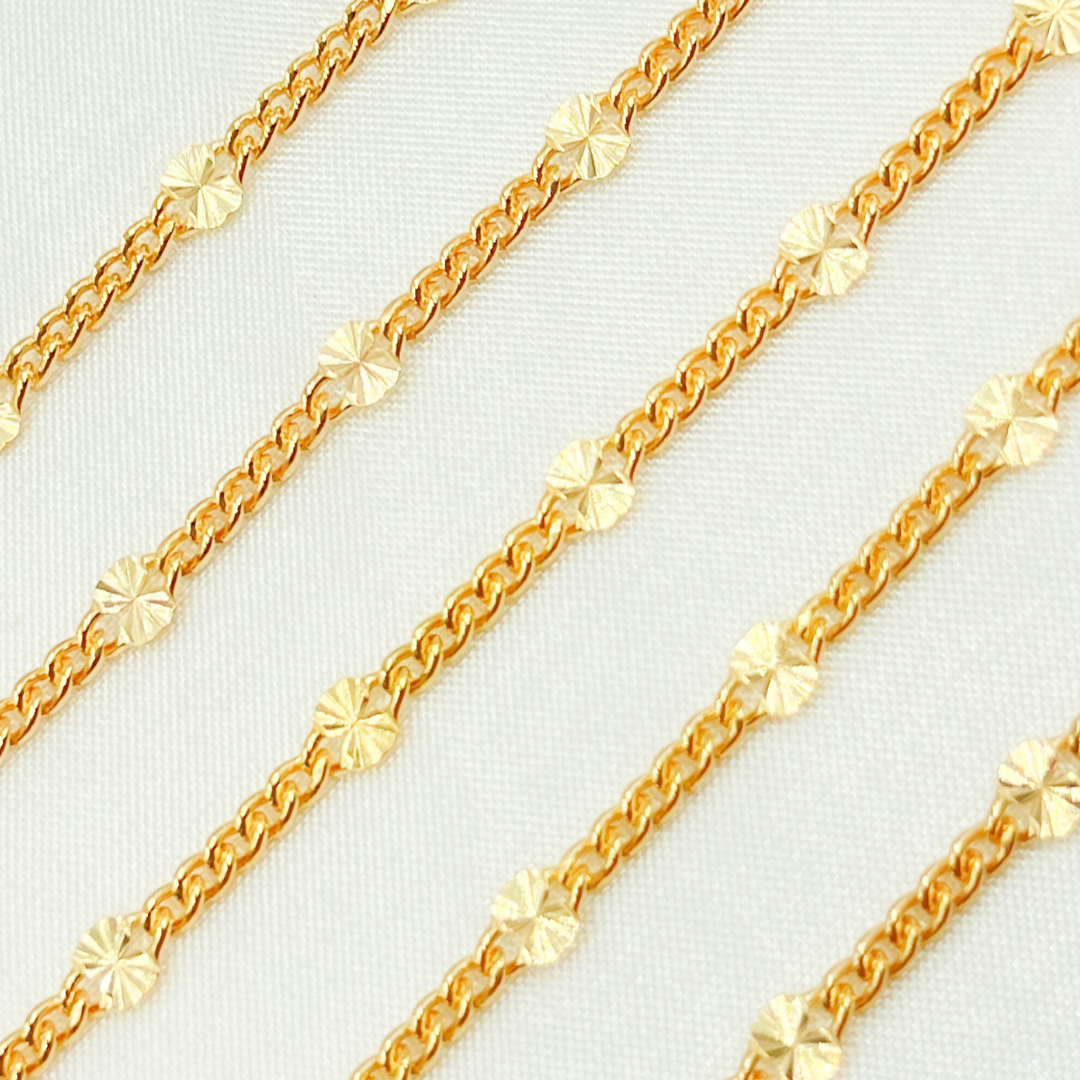 V211GF. 14k Gold Filled Curb & Diamond Cut Marina Link