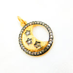 Load image into Gallery viewer, DC074. Diamond Sterling Silver Round Moon and Star Pendant