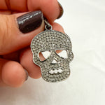 Load image into Gallery viewer, DP132. Diamond Sterling Silver Skull Pendant