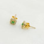 Load image into Gallery viewer, ER418281EM. 14K Solid Yellow Gold Diamond and Emerald Flower Stud Earring