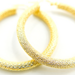 Load image into Gallery viewer, GER52. 14K Solid Gold Textured Hollow Hoop Earrings – Classic Round Hoops