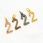Load image into Gallery viewer, DC509. Diamond Sterling Silver Number "2" Charm
