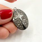 Load image into Gallery viewer, DC303. Diamond Sterling Silver Oval Cross Pendant