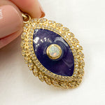 Load image into Gallery viewer, Sterling Silver Eye Enamel Pendant with Gemstone