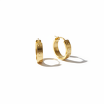 Load image into Gallery viewer, GER158. 14K Solid Gold Hollow Flat Hoop with Roman Number