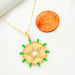 Load image into Gallery viewer, GDP622. 14K Solid Gold Diamond Circle Charm with Star in the Center with Gemstones