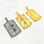Load image into Gallery viewer, DP312. Diamond Sterling Silver Rectangle Cross Pendant with Gemstone