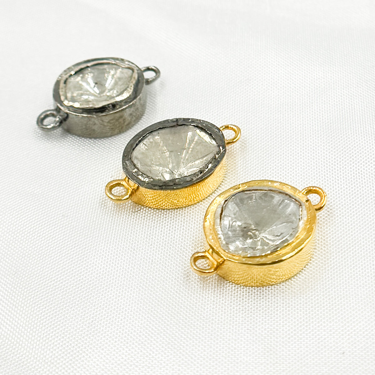 DC940A. Polki Diamond & Sterling Silver Small Connector