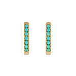 Load image into Gallery viewer, EHZ57450. 14K Solid Yellow Gold Emerald Hoop Earrings