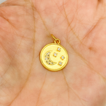 Load image into Gallery viewer, 14K Solid Gold Diamonds Circle Moon and Stars Charm. GDP118