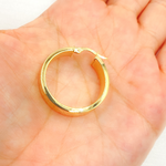 Load image into Gallery viewer, GER158. 14K Solid Gold Hollow Flat Hoop with Roman Number