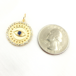 Load image into Gallery viewer, 14K Solid Gold Diamond Evil Eye Circle Charm. GDP436