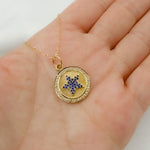 Load image into Gallery viewer, 14K Solid Gold Diamonds & Gemstone Star Round Charm. GDP361