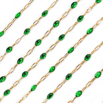 Load image into Gallery viewer, Buy Gold Filled Green Color Enamel Cable Chain