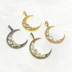 Load image into Gallery viewer, DP104. Diamond Sterling Silver Moon Pendant with Polki Diamond