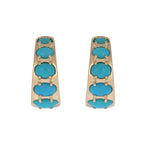 Load image into Gallery viewer, EHZ57740TQ. 14K Solid Gold Turquoise Huggies Hoop Earrings