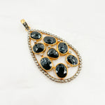 Load image into Gallery viewer, DSP20. Diamond Sterling Silver Black Rhodium Black Spinel Drop Pendant