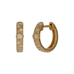 Load image into Gallery viewer, EHD57620. 14K Solid Yellow Gold Diamond Huggie Hoop Earrings