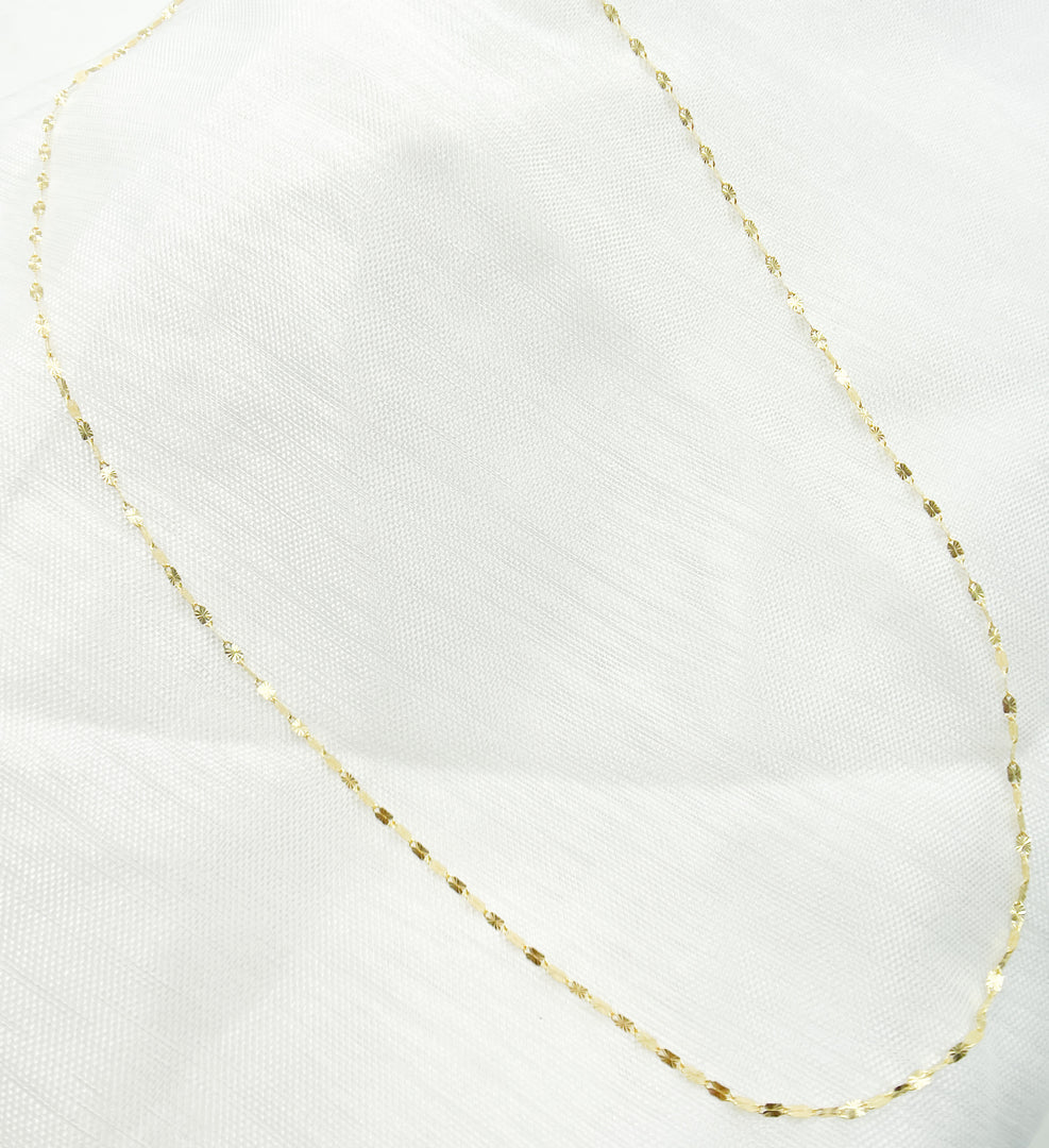 14K Solid Gold Diamond Cut Marina Chain
