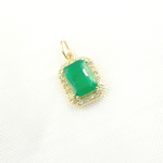 Load image into Gallery viewer, Buy Now 14K Solid Gold Diamond and Emerald Rectangle Charm