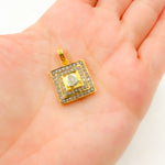 Load image into Gallery viewer, DC540. Diamond Sterling Silver Square Pendant with Polki Diamond
