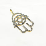Load image into Gallery viewer, DP045. Diamond & Sterling Silver Hamsa Pendant with Star