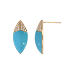 Load image into Gallery viewer, DER03407TQ. 14K Solid Gold Diamond and Turquoise Fancy Stud Earrings