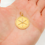 Load image into Gallery viewer, 14K Gold Charm Circle Pendant with Diamonds. GDP272