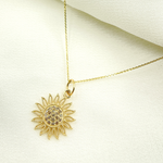 Load image into Gallery viewer, 14K Solid Gold Sun Pendant with Diamonds. GDP355