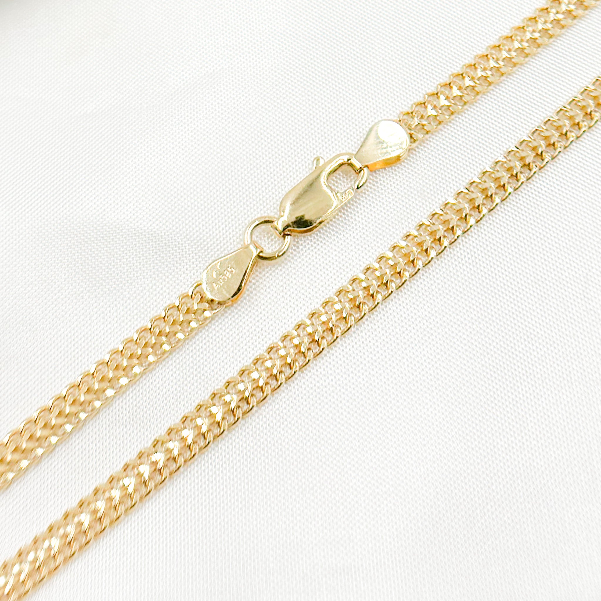 14K Solid Gold Flat Curb Chain