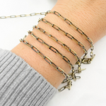 Load image into Gallery viewer, Two Tone Black Rhodium and Gold Plated Paperclip Textured Chain